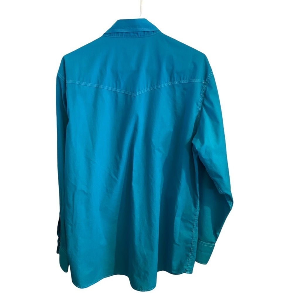 vintage Blair teal aqua rockabilly western button down pearl-snap cowboy shirt - Picture 9 of 13